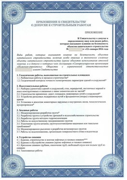 Приложение к свидетельству о допуске к строительным работам Обнинск СРО в строительстве