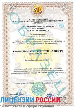 Образец сертификата соответствия аудитора №ST.RU.EXP.00014299-1 Обнинск Сертификат ISO 14001